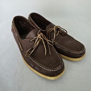 Sebago Docksides Classic Brown Leather Boat Shoes Size 10
